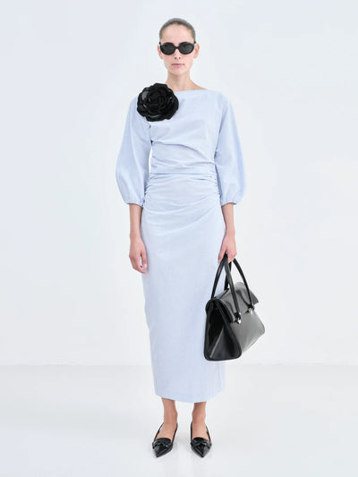 DRESS EZRA - Light Blue/Ivory Stripe