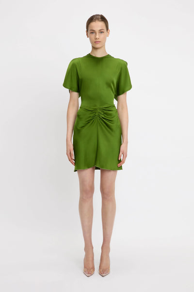 Gathered Waist Mini Dress - Algae