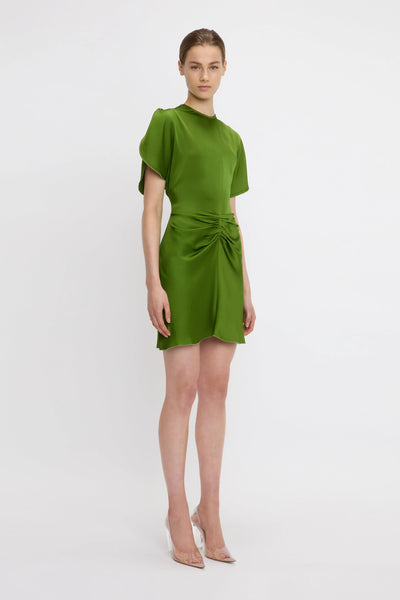 Gathered Waist Mini Dress - Algae