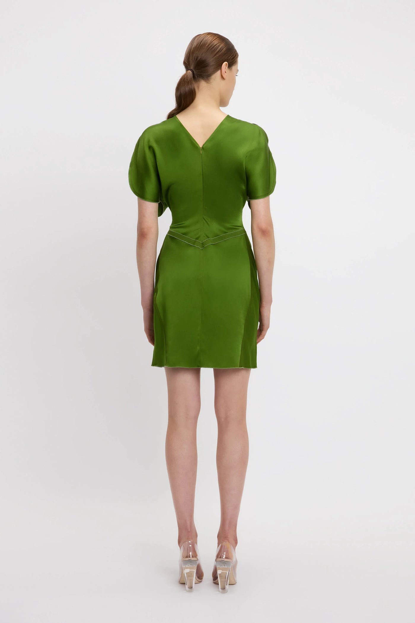 Gathered Waist Mini Dress - Algae