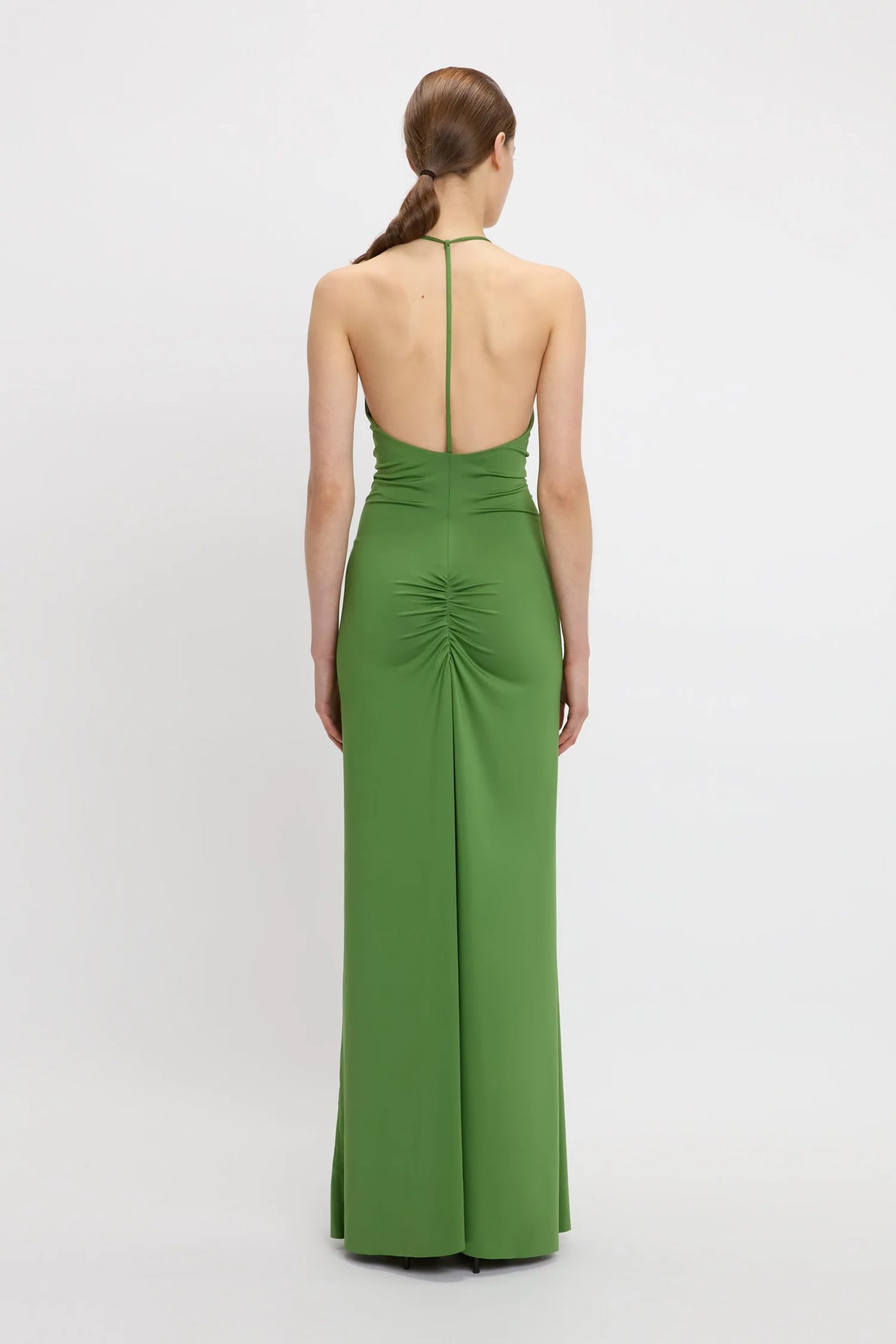 V-Neck Ruched Cami Gown - Algae