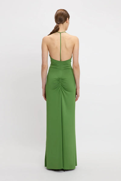 V-Neck Ruched Cami Gown - Algae