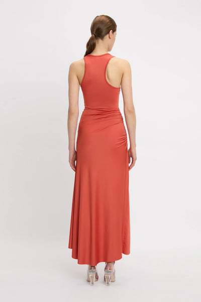 Asymmetric Tank Midi Dress - Paprika