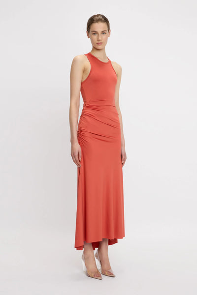 Asymmetric Tank Midi Dress - Paprika