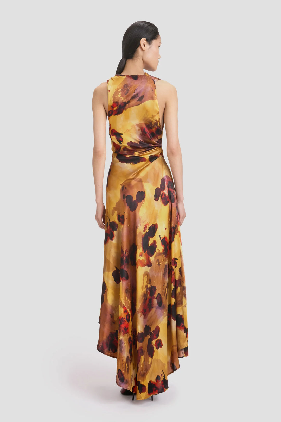 Sleeveless Draped Midi Dress - Amber Floral Print