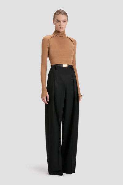 High Neck Top - Dark Camel