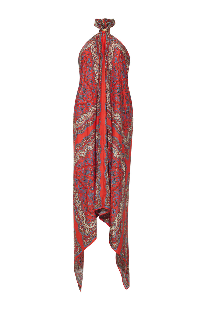 Twist Dress - Paisley Scarf Coral