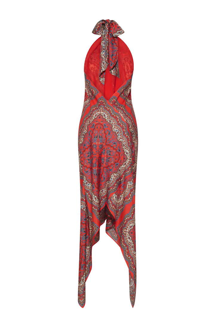 Twist Dress - Paisley Scarf Coral