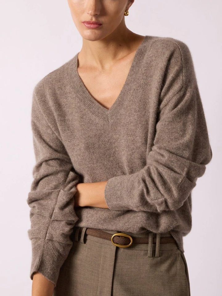 Ennes Ruched Cashmere Sweater - Otter Melange