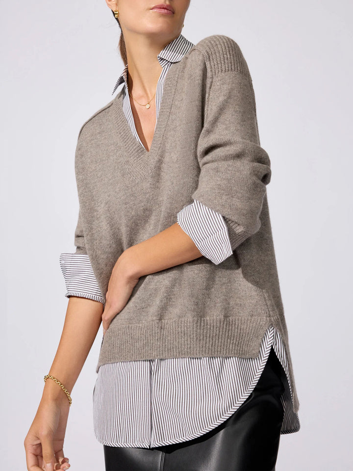 The Looker Layered V-Neck - Grey