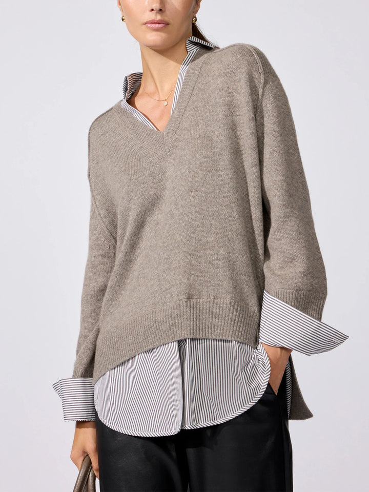 The Looker Layered V-Neck - Grey