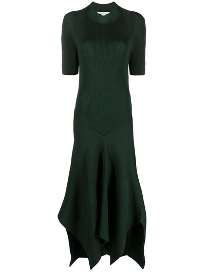 RIB KNIT DRESS - FOREST GREEN