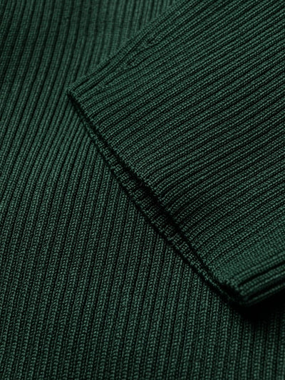 RIB KNIT DRESS - FOREST GREEN