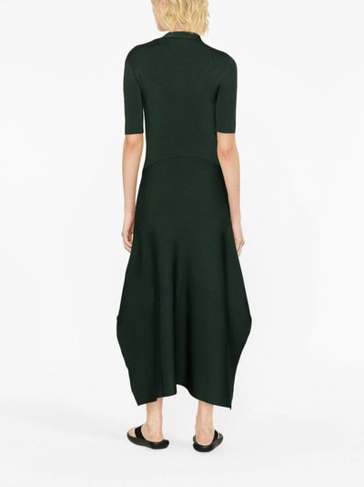 RIB KNIT DRESS - FOREST GREEN