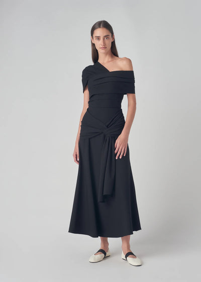 High Waist Circle Skirt in Stretch Crepe