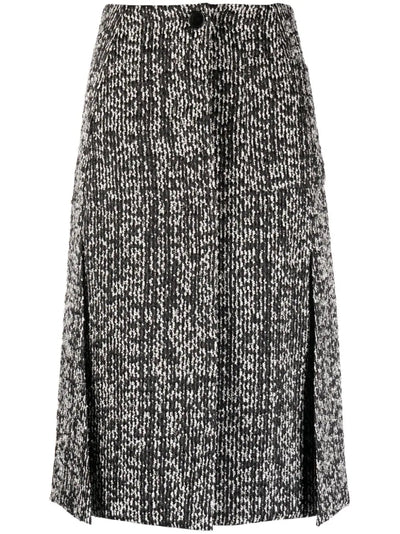 Tweed Knee-length Skirt - Black/White