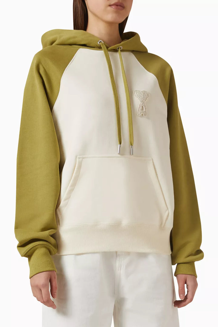 Hoodie with knitted patch - Green Multi