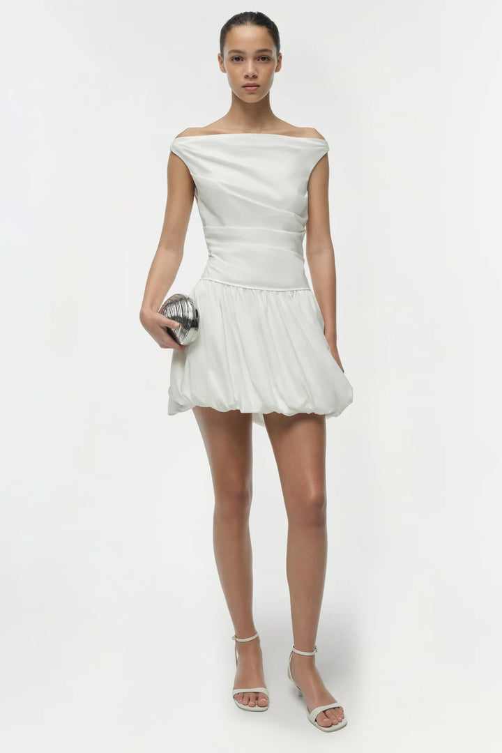 Salina Bubble Mini Dress - White