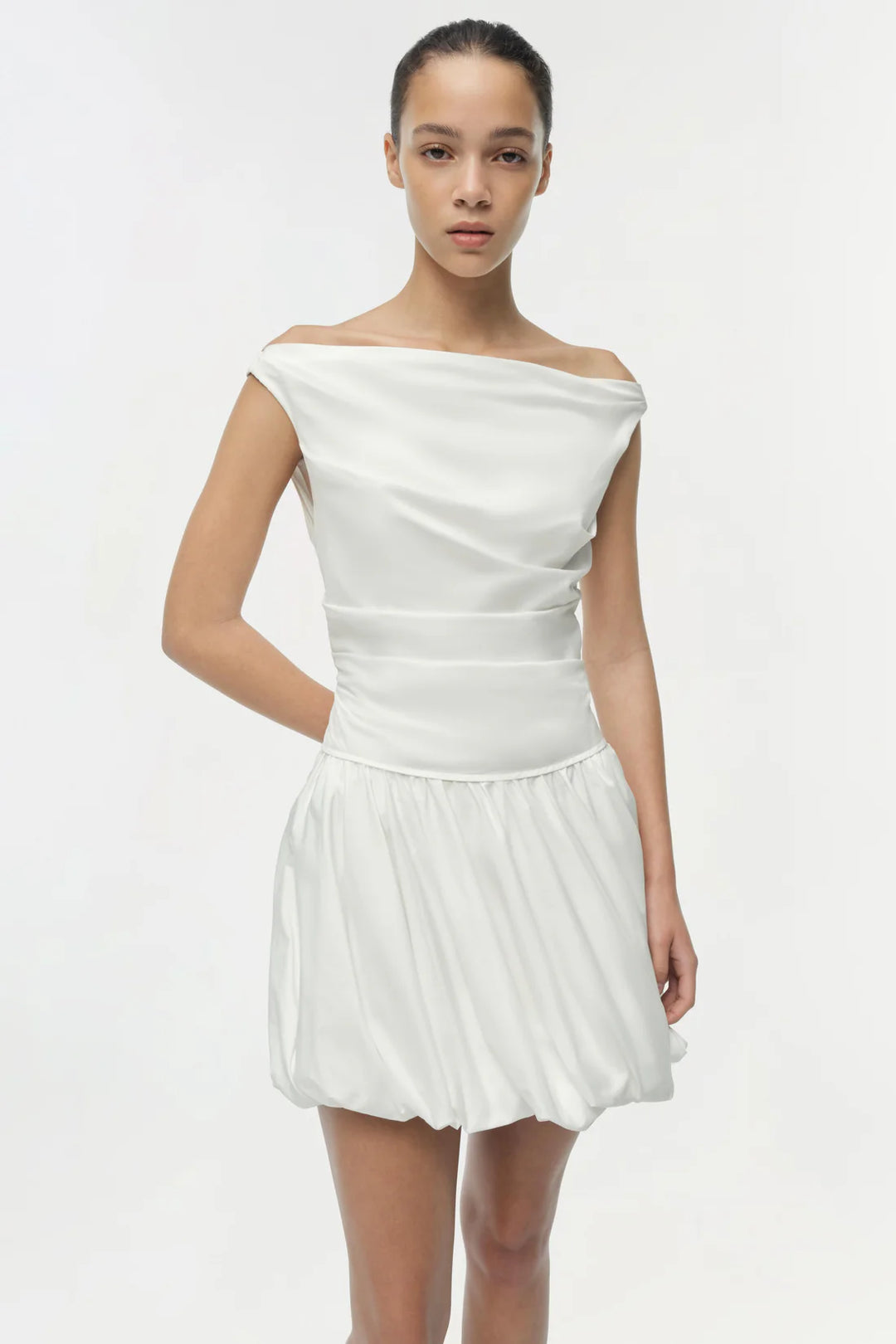 Salina Bubble Mini Dress - White