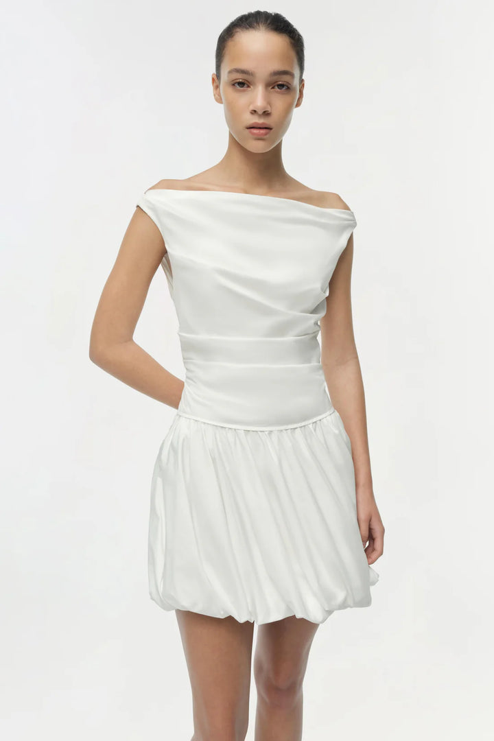Salina Bubble Mini Dress - White