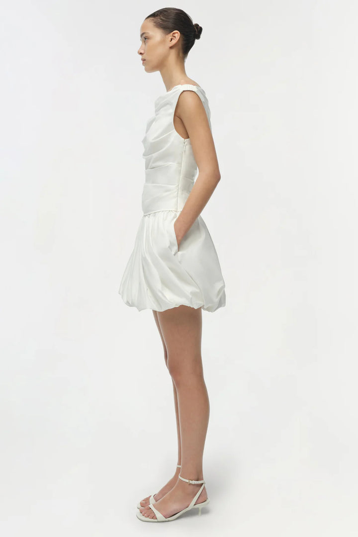 Salina Bubble Mini Dress - White