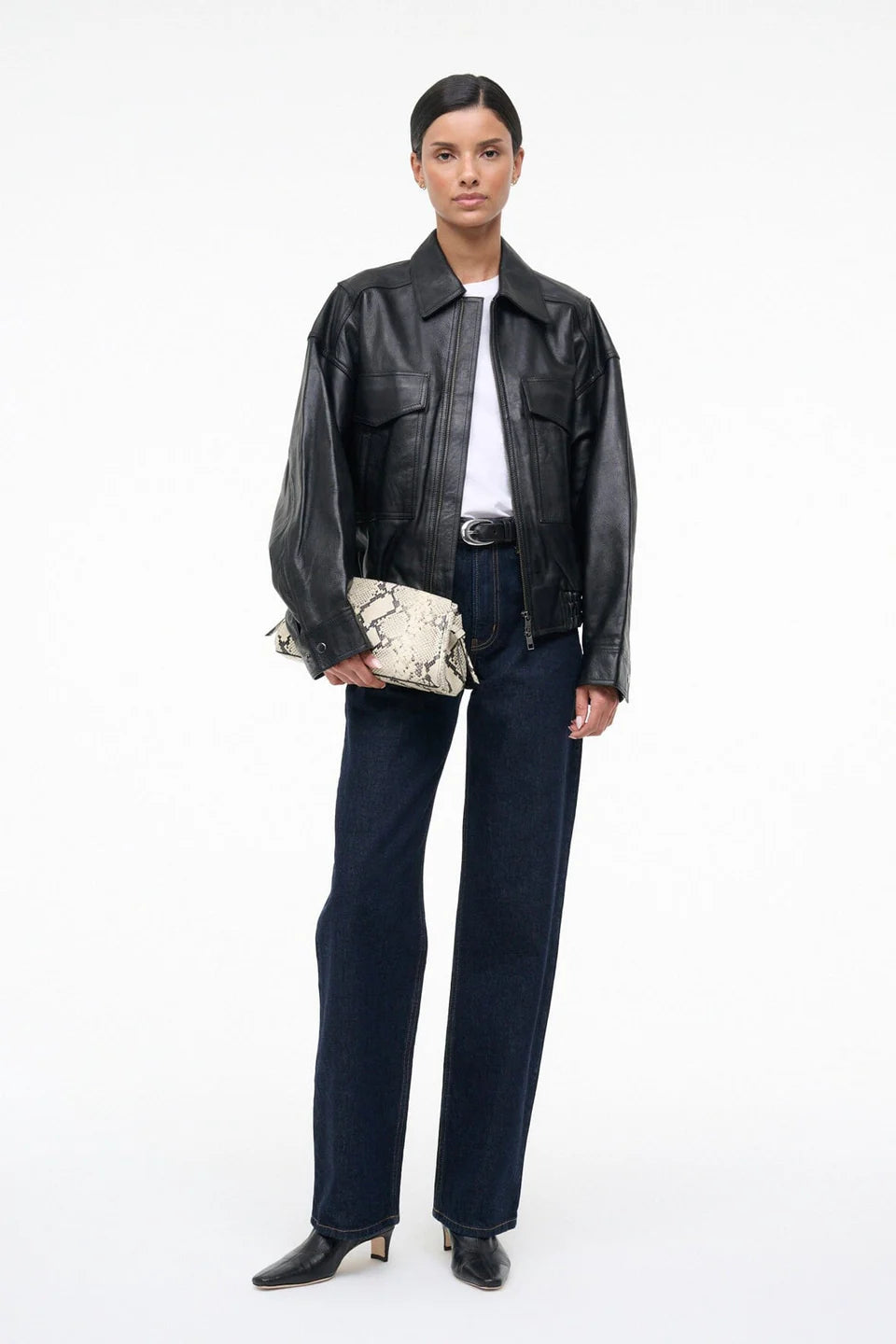 MAUDE CONVERTIBLE CLUTCH - White Snake