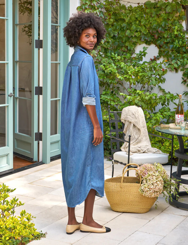 Rory Maxi Shirtdress - Medium Blue