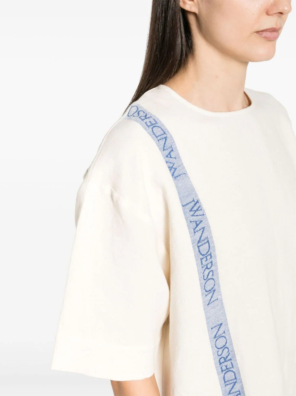 Logo-print linen-blend T-shirt - Cream