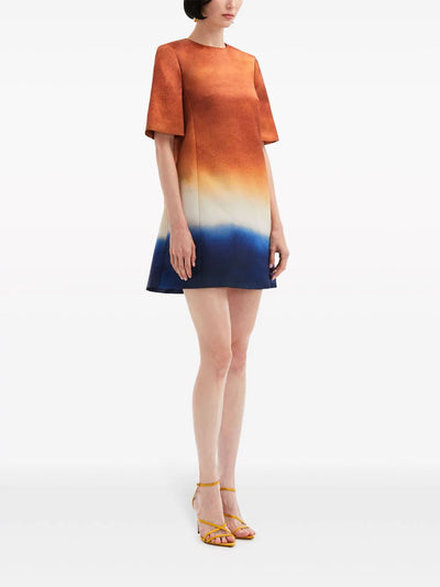 ABSTRACT OMBRÉ SHIFT DRESS - Canyon/Navy