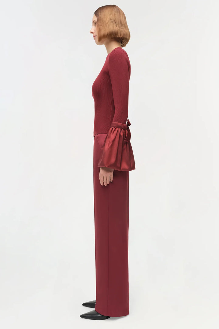 Agata Taffeta Knit Top - Oxblood