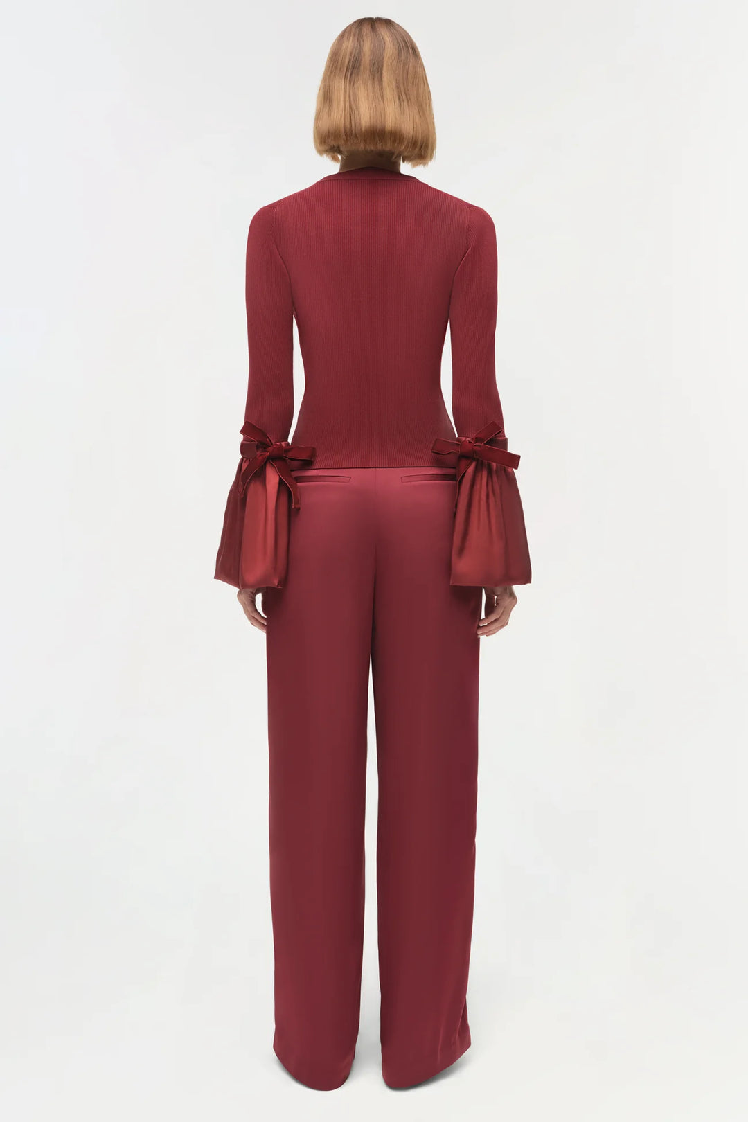 Agata Taffeta Knit Top - Oxblood
