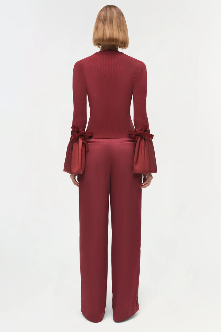Agata Taffeta Knit Top - Oxblood