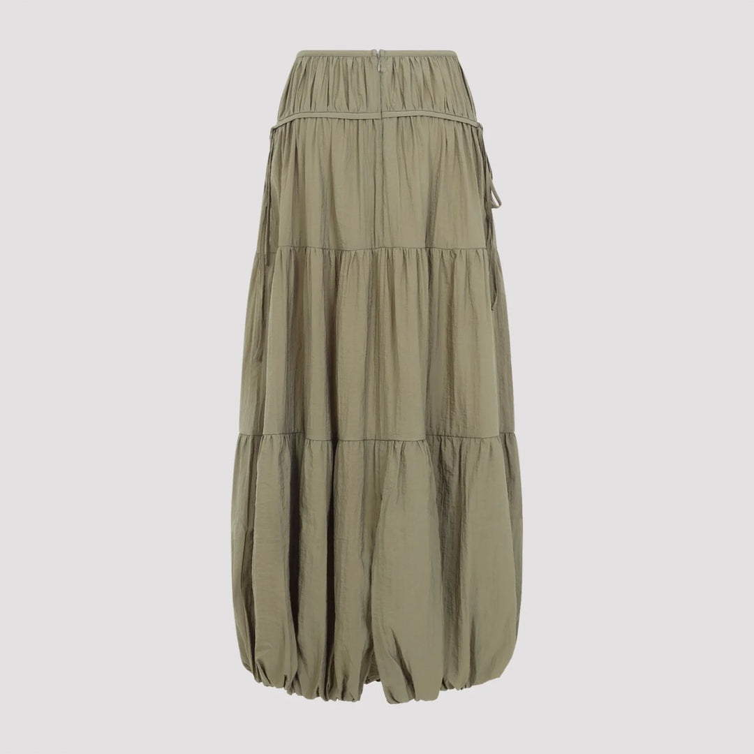 Soft Gathered Bubble Skirt - Dark Green