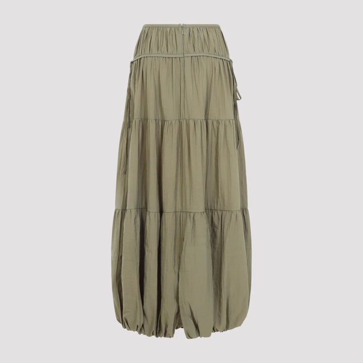 Soft Gathered Bubble Skirt - Dark Green