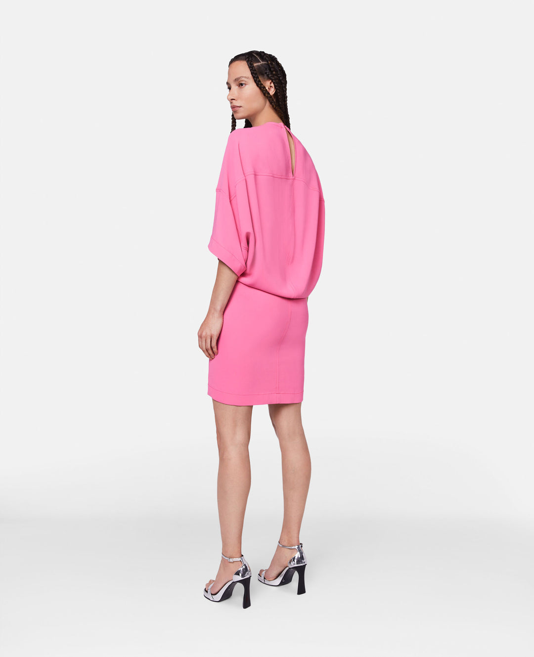 Oversized Sleeve T-Shirt Dress - Bright Pink
