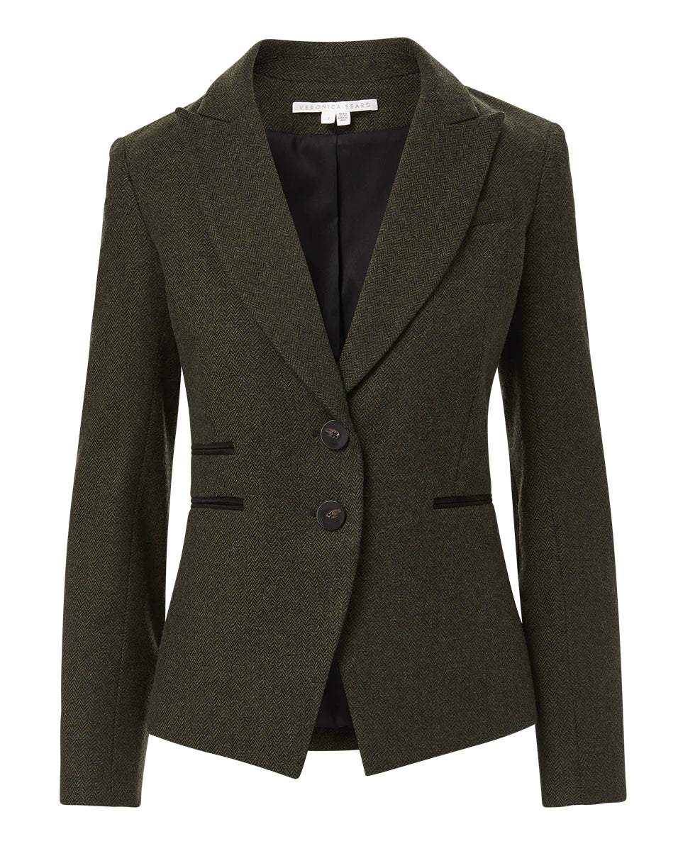 Somner Herringbone Dickey Jacket - Loden Black