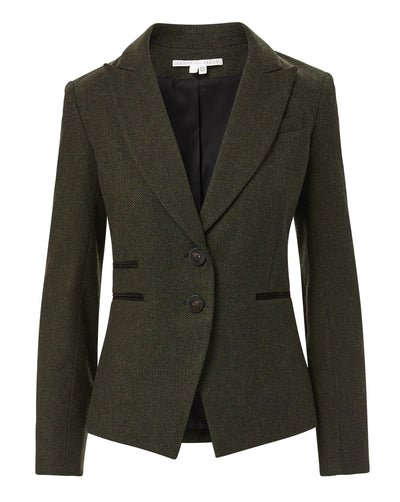 Somner Herringbone Dickey Jacket - Loden Black