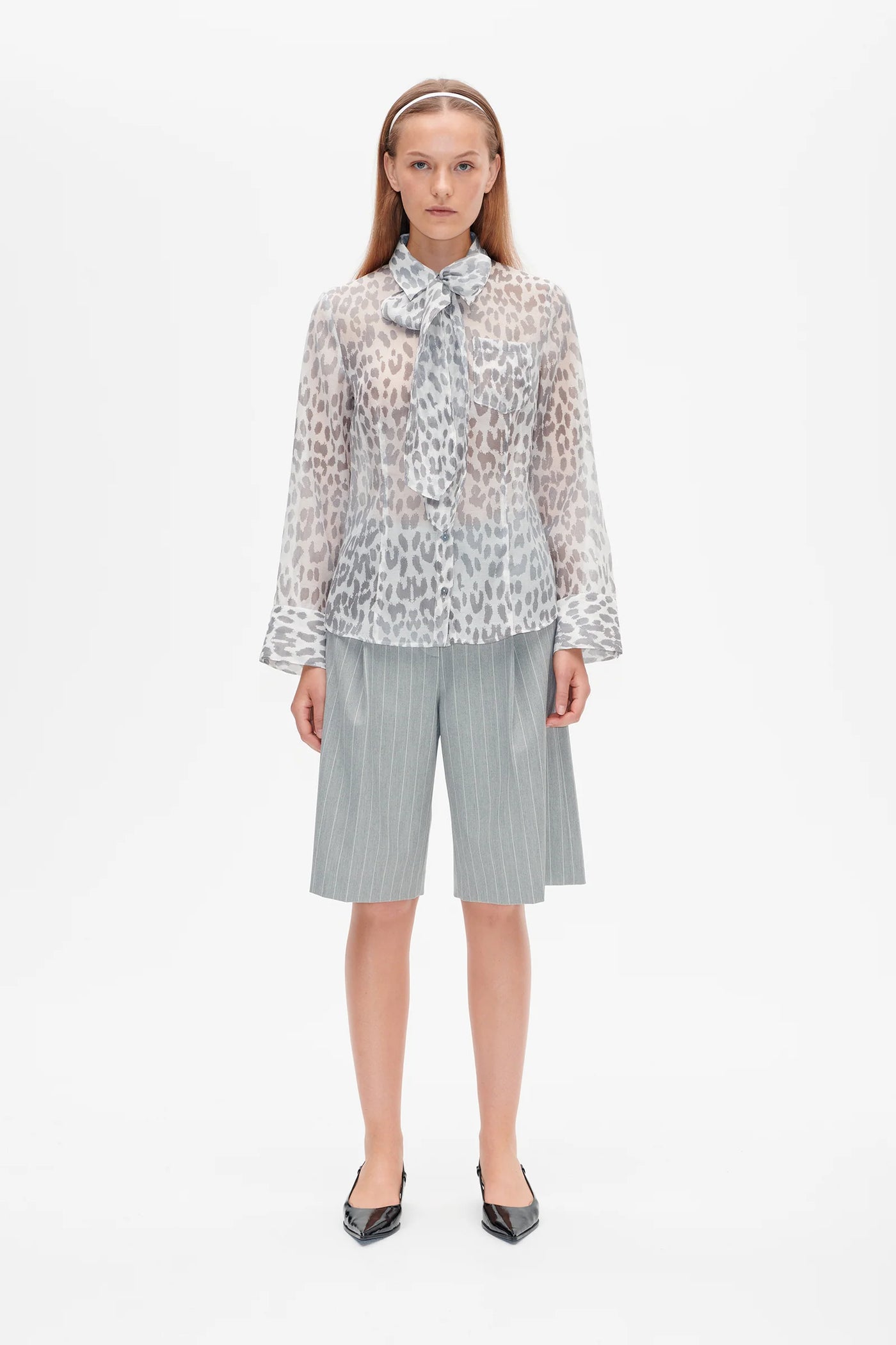 MIRANDA SHIRT - Grey Office Leopard