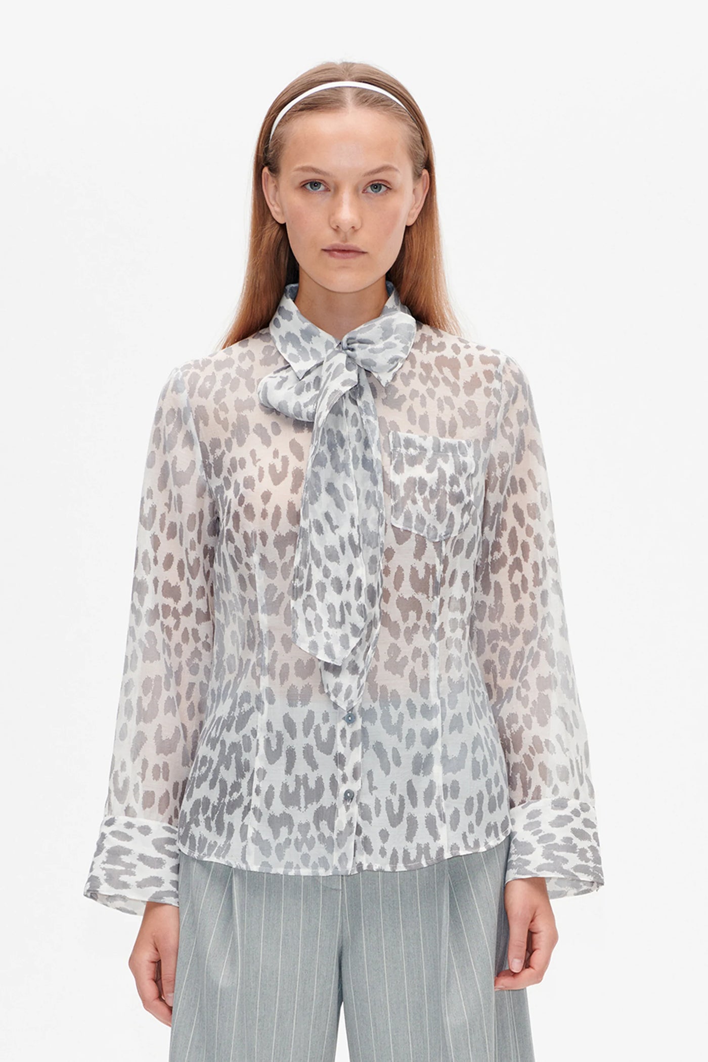 MIRANDA SHIRT - Grey Office Leopard