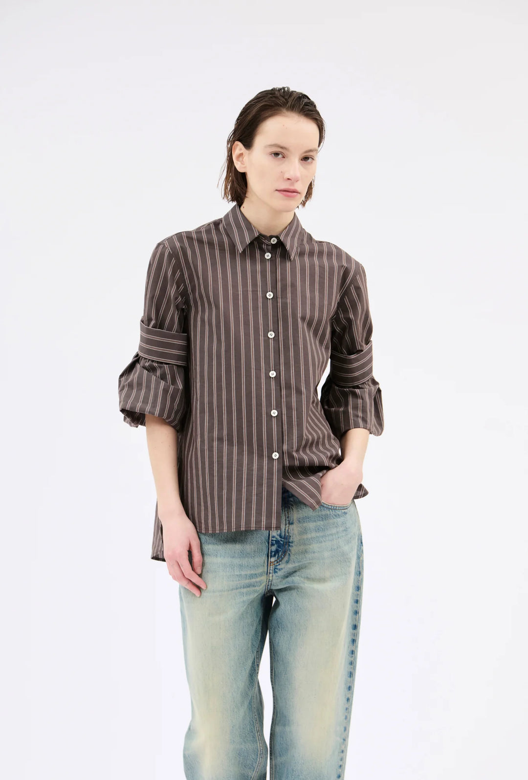 Men's Stripe Shirt - Brown Stripe