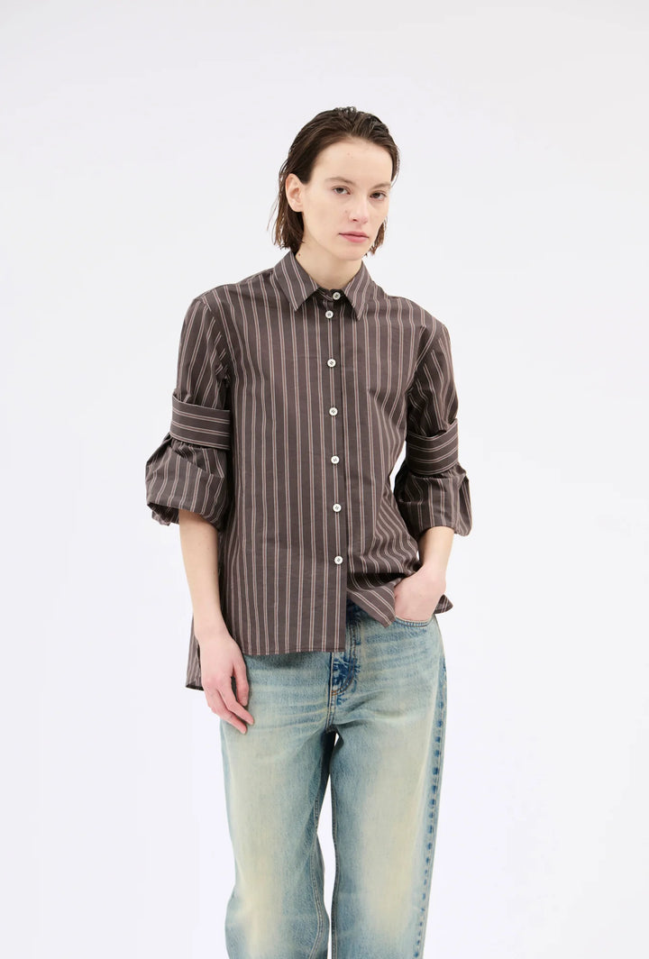 Men's Stripe Shirt - Brown Stripe