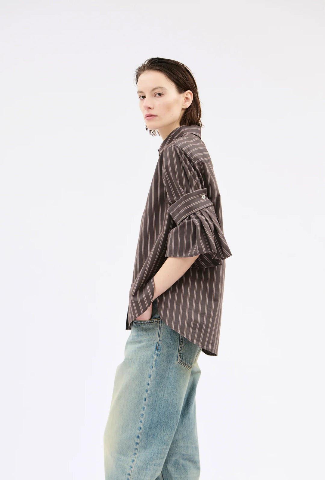 Men's Stripe Shirt - Brown Stripe