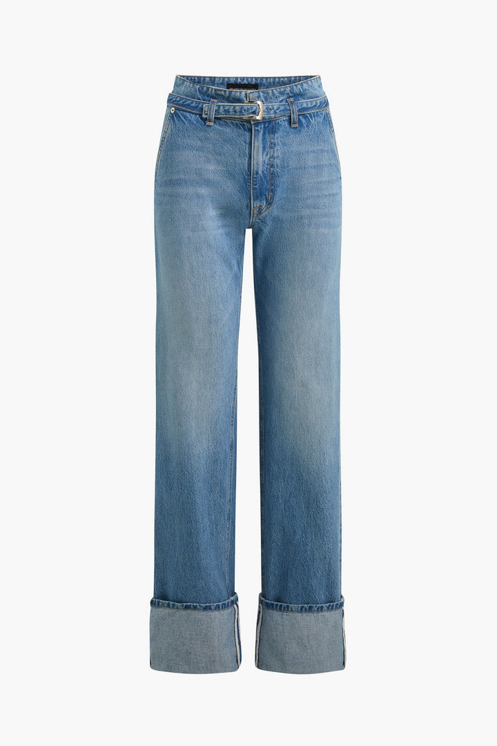 The Belted Alexa Cuffed Denim - Vintage Wash