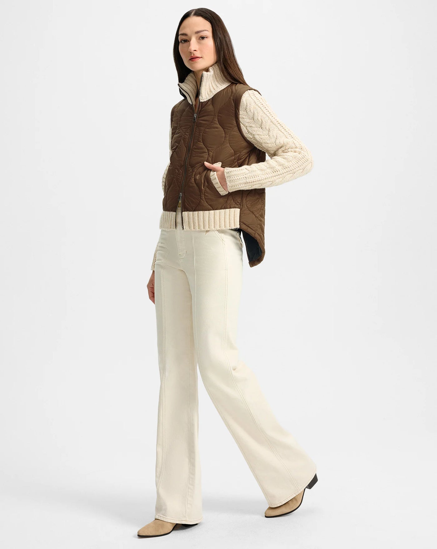Patra Knit-Sleeve Quilted Jacket - More Colors Available