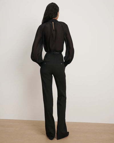 Alyssa Silk Turtleneck Blouse - Black