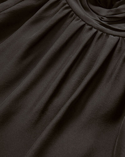 Alyssa Silk Turtleneck Blouse - Black