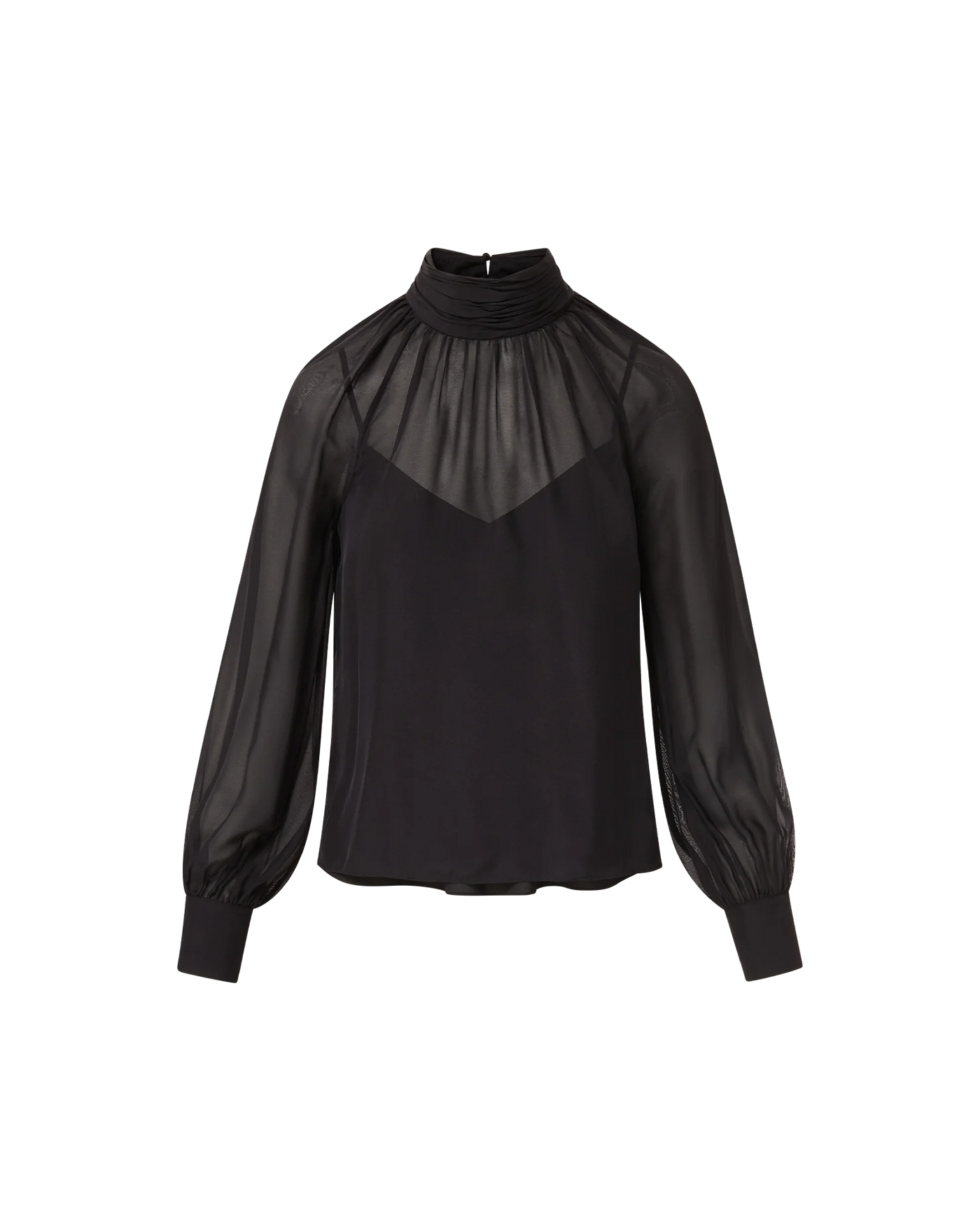 Alyssa Silk Turtleneck Blouse - Black