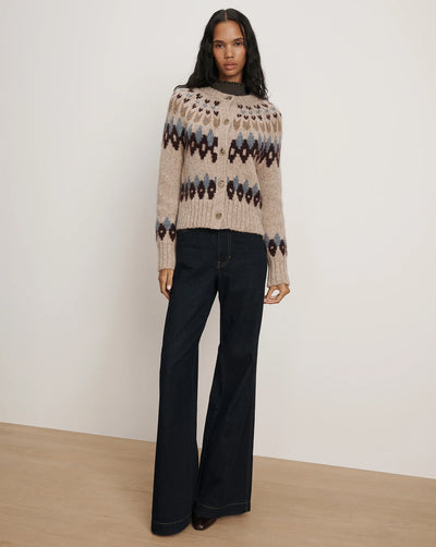 Christina Fairisle Cardigan - Oatmeal Melange Multi
