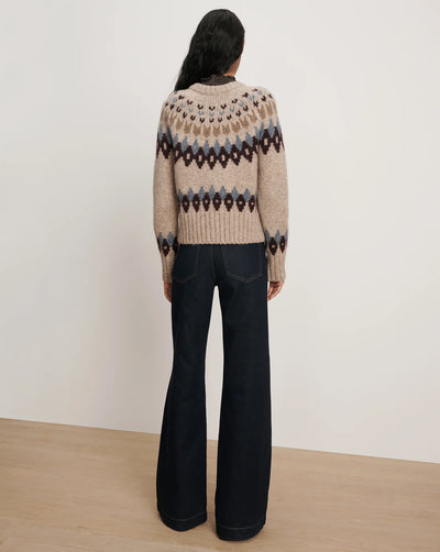 Christina Fairisle Cardigan - Oatmeal Melange Multi