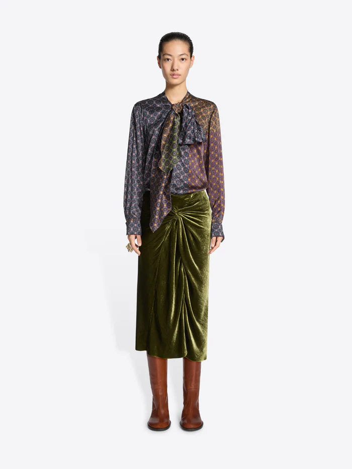 Midi draped skirt - Khaki
